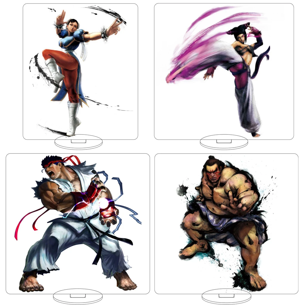 

16CM Anime Game Street Fighter Ryu Ken Chun-Li Masters Retsu Han Juri Mike Lee Birdie Cos Acrylic Figure Stand Gifts Ornaments