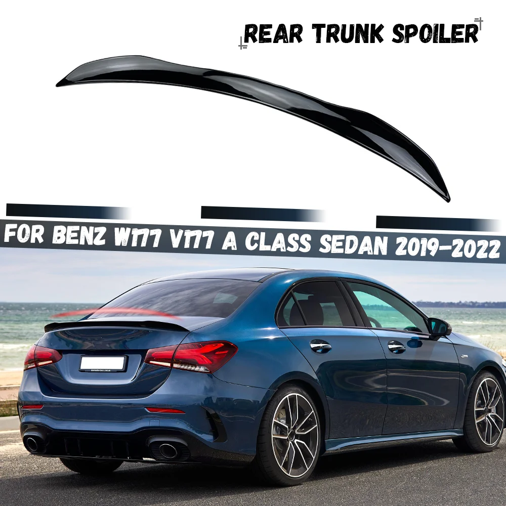 

For Mercedes Benz W177 V177 A Class A180 A200 A35 AMG Sedan 2019-2022 Rear Spoiler Wing Car Rear Trunk Boot Lip Spoiler Cap Lip