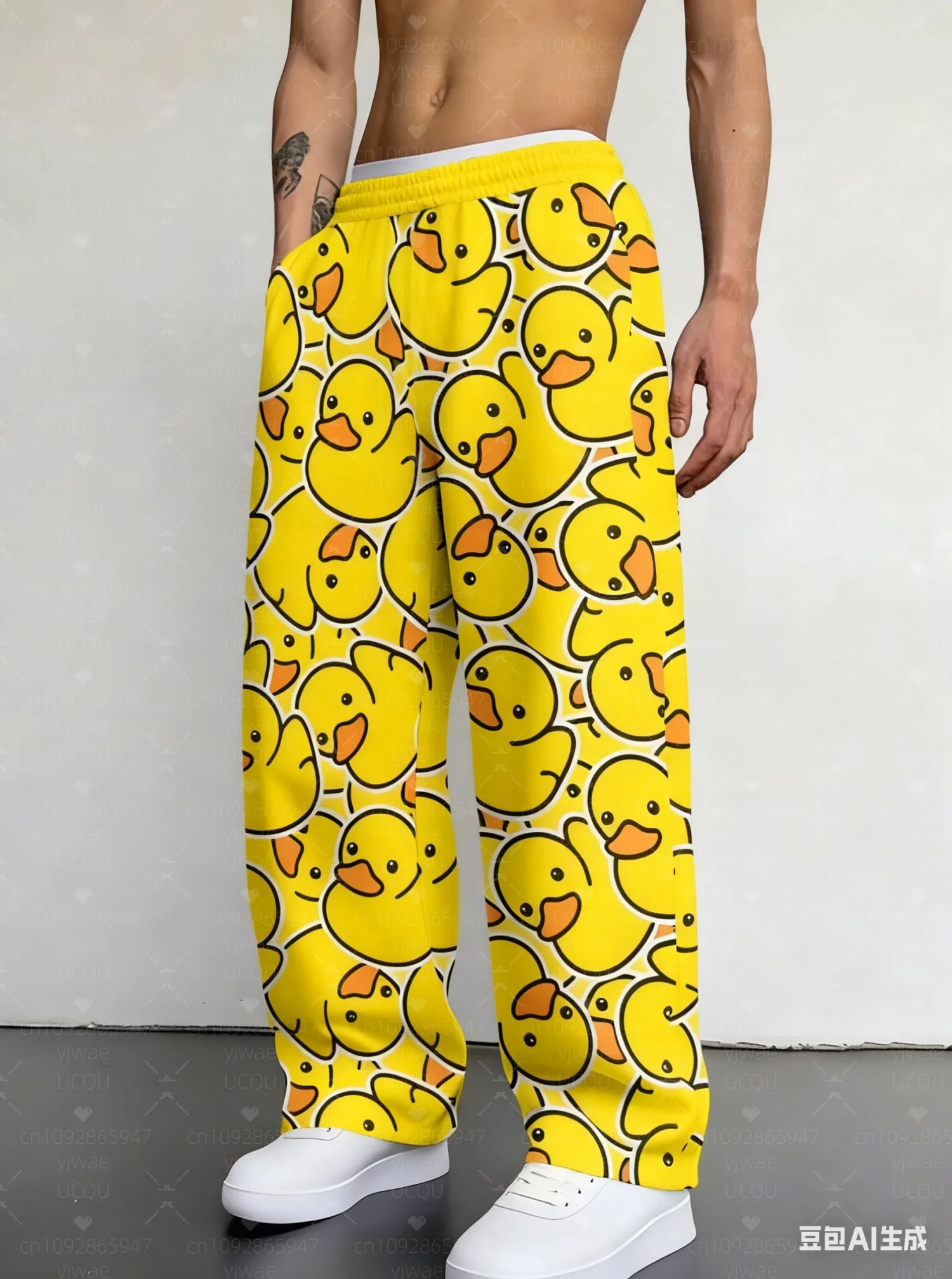 

2025 new autumn men Yellow Duck Pattern Pajamas adult Pants Pajamas Pants Casual Daily Long Pants Men Women Pajamas Trouser