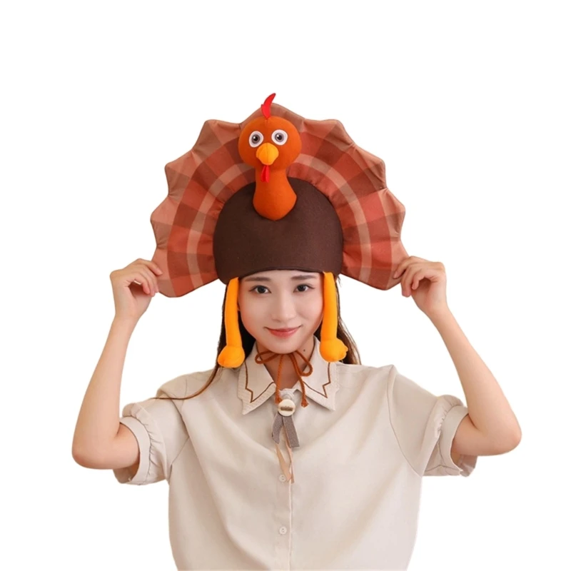 

Thanksgiving Headgear for Adult 3D Turkey Hat for Boys Girls Cartoon Plush Hat Festival Party Festival Celebration Cap