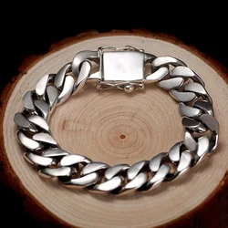 New Silver Color Domineering Men Bracelet Fashionable and Personalized Whip Chain Widened and Thickened Couple Fashion Jewelry