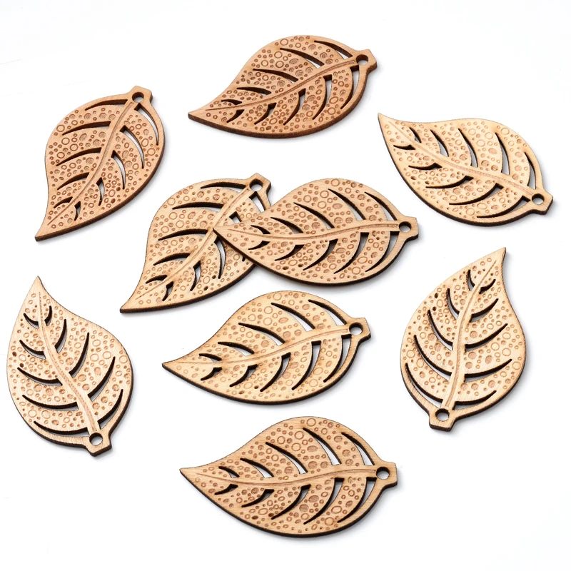 10/20/30/50/100Pcs/Pack Natural Leaves Shape Wood Chip Cutout Shape DIY Handmake Wooden Craft Fahion Wedding Home Decor Supplies