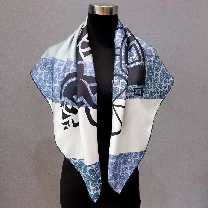 High-end Elegant Women Exquisite Double Carriage Double-sided Print Quality 18MM Twill Silk Hand-rolled Edge Large Scarf Shawl