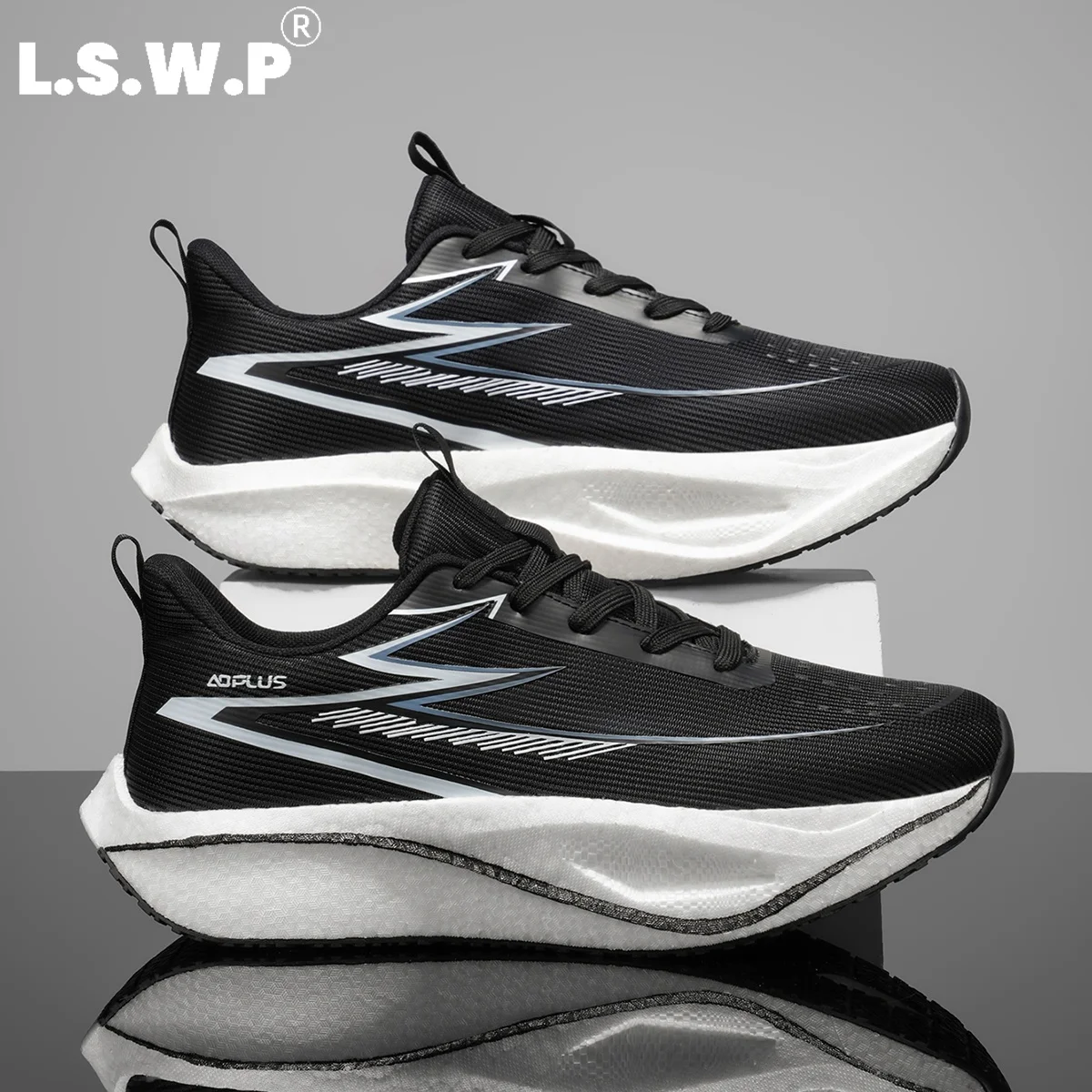 Men's Casual Sports Shoes, Men's Professional Marathon Racing Running Shoes, Lightweight Woven Mesh Sports Shoes, High-Elastic Thick-Soled Shock-Absorbing, Non-Slip, Wear-Resistant, Simple Lines, Outdoor Long-Distance Running, Fitness Training, Men's Sports Running Shoes