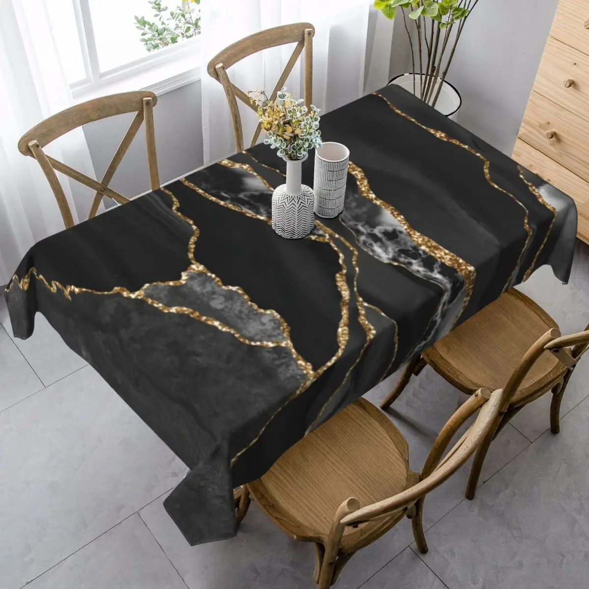 Glitter Marble Tablecloth Rectangular Coffee Table Dining Room Wedding Decor Waterproof Kitchen Tablecloth Fireplace Cover