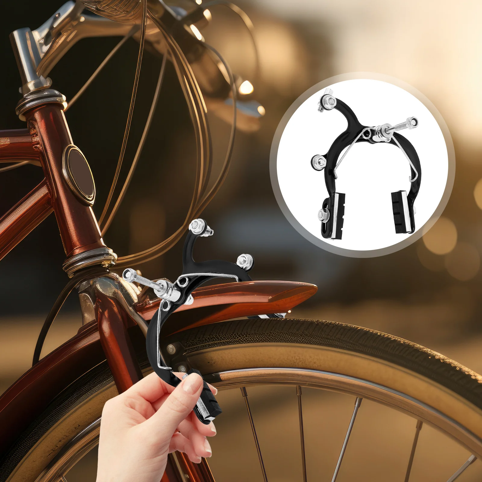 

Front Caliper Durable Bike Brake Caliper Replacement Strong Stopping Power Easy Install Clamp Style Compatible Road Mountain