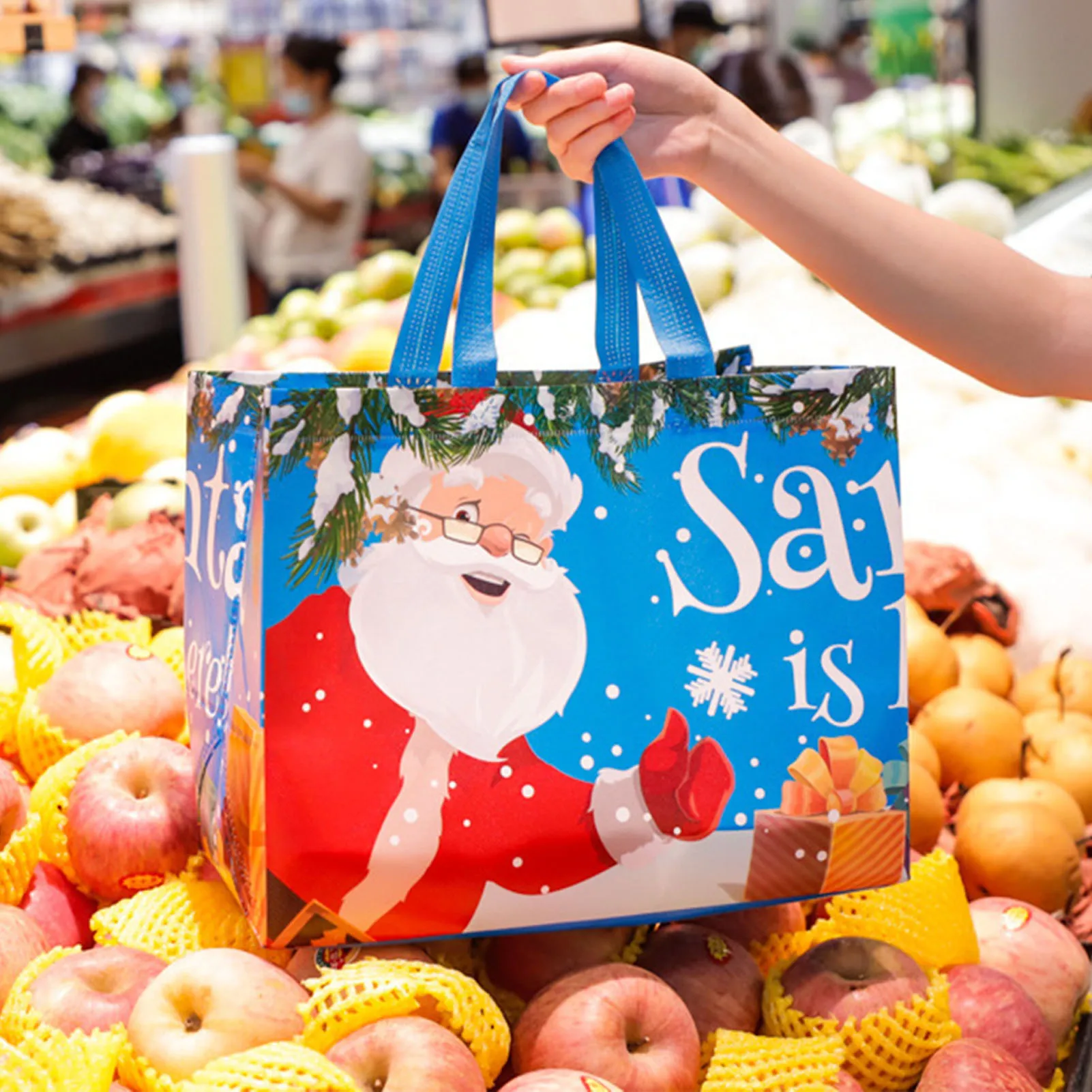 Merry Christmas Candy Bag Lovely Soft Durable Holiday Theme Bag for Daily Use Shopping School