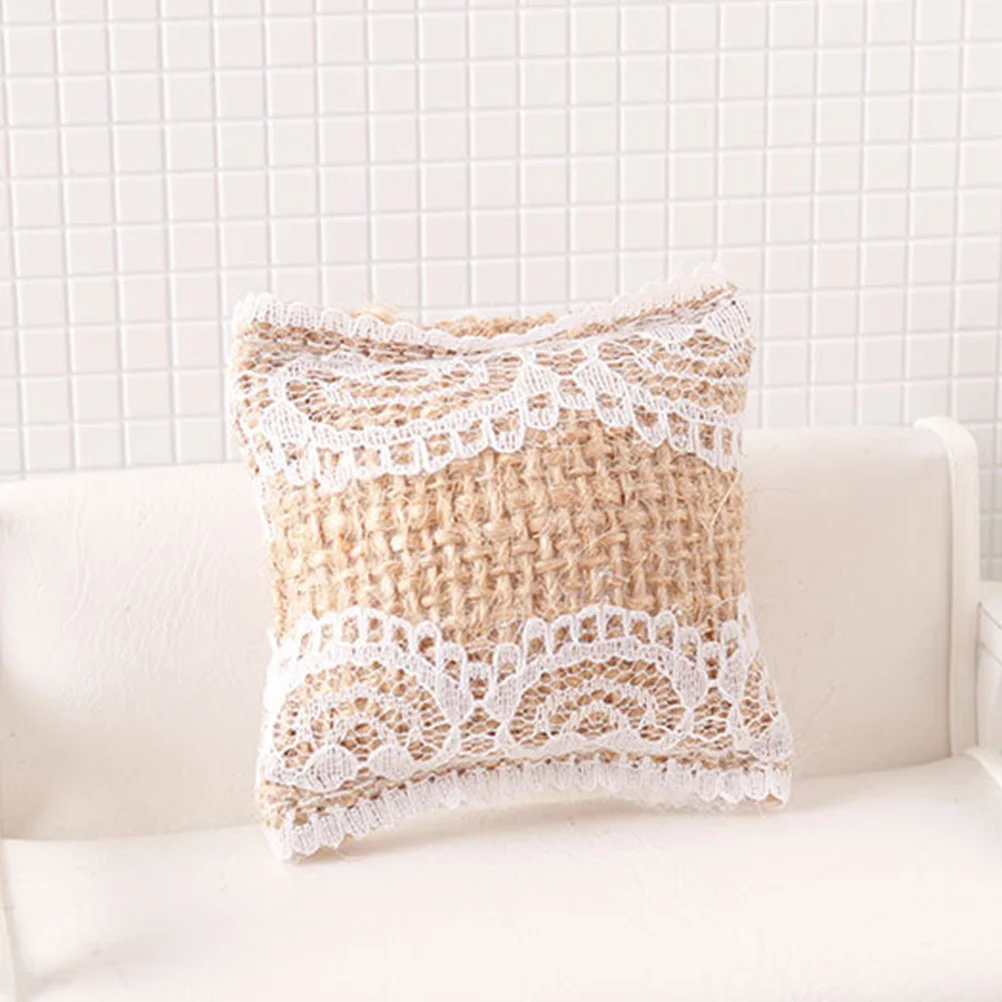 4 Pcs Lace Pillow Model Wear-resistant Fake Portable Mini House Decor Cloth Miniature Pillows Toddler Cushion