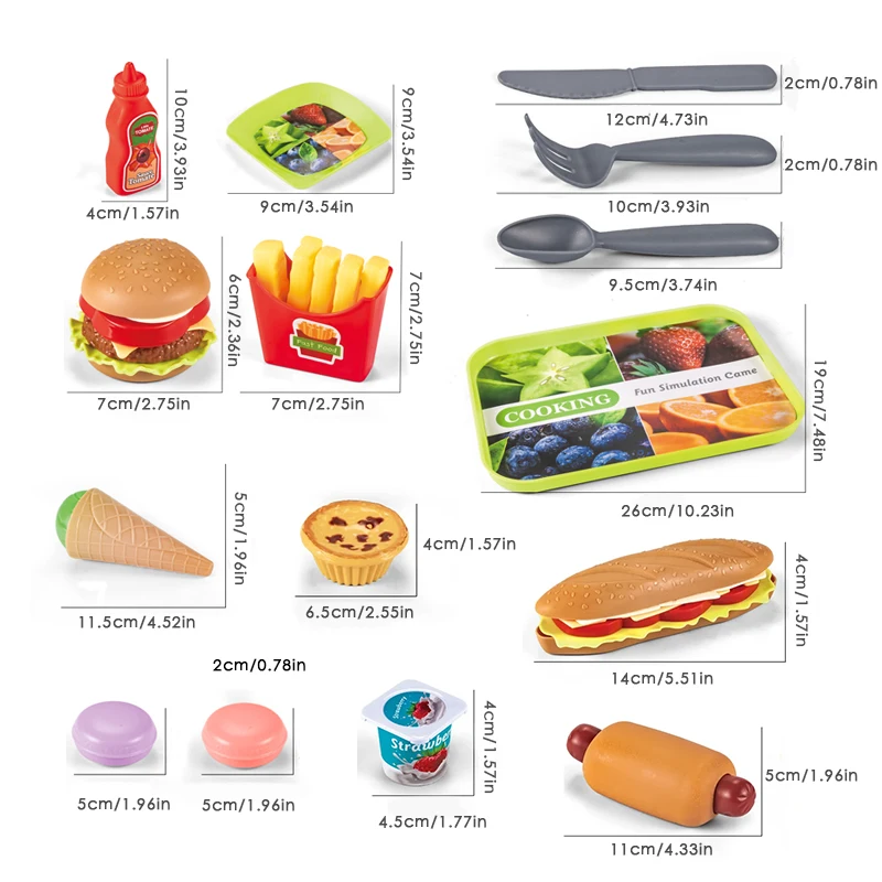 Playing House Simulation Hamburger And French Fries Food Set For Children Kitchen Role-Playing Interactive Cooking Toys