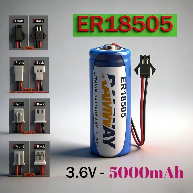 

ER18505 5000mAh 3.6V Lithium Battery for Water Meter Smoke Alarm IoT Devices Flow Meter Gas Meter PLC Industrial Control