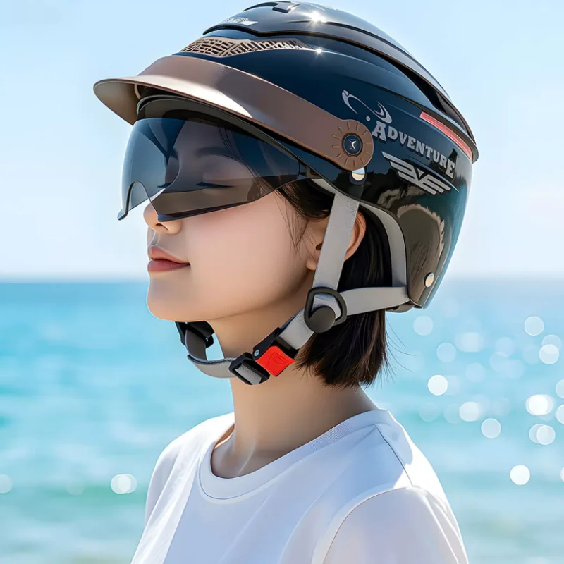 Summer Motorcycle Half Helmet with Reflective Design UV Protection Breathable for Scooter Bike Riding casque de Moto