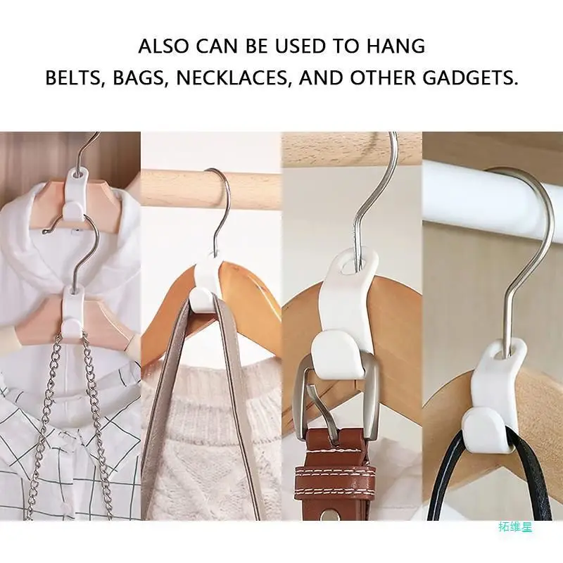 60pcs/set Plastics Hanger Connection Hook Stackable Space Saving Storage Multifunctional Hanging Clothes Rack