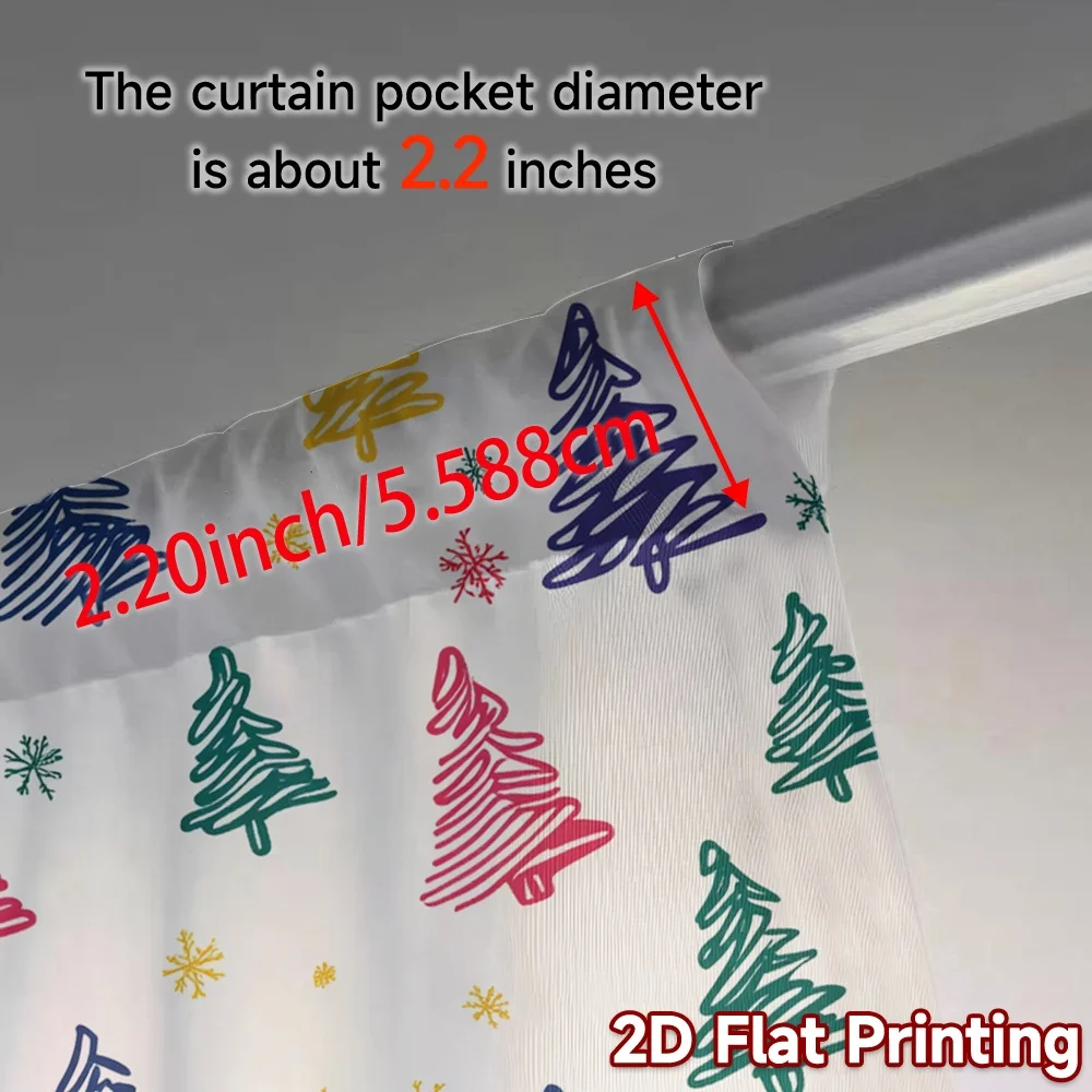 2 قطعة، ستائر شجرة عيد الميلاد اللطيفة (2) ستائر حديثة حديثة من البوليستر متعددة الاستخدامات مناسبة لغرفة النوم وغرفة المعيشة