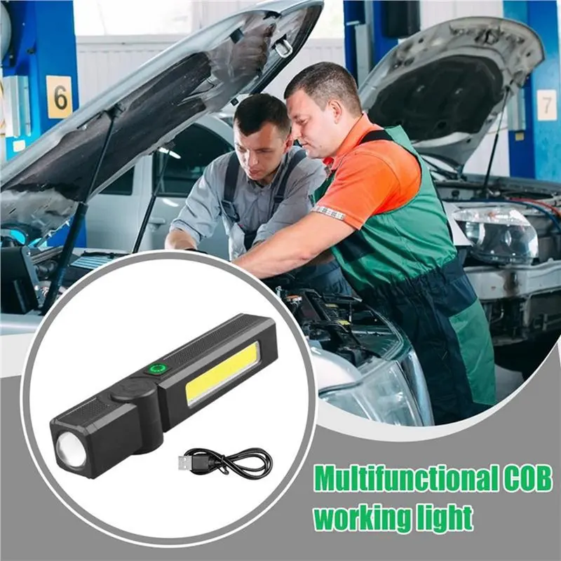 A74U 2X LED Work Light Rechargeable Cob Lamp Rotatable Automotive Work Light Waterproof LED Flashlight Magnet Lamp For Home