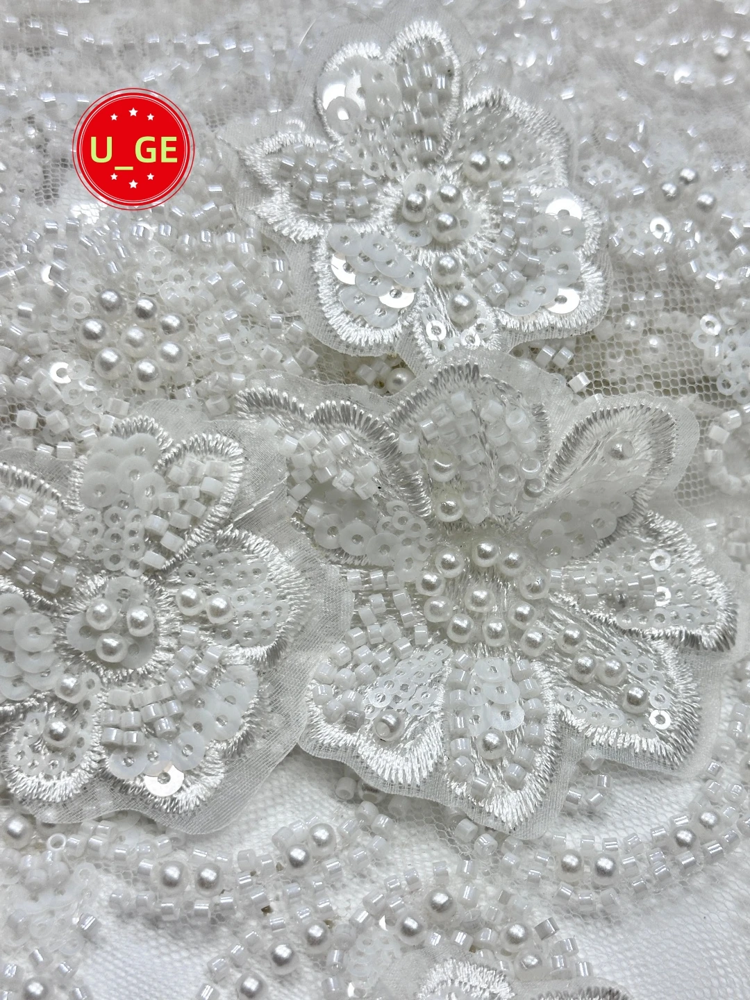 

2026Elegant Wedding Evening Dress Fabric - High Quality White Soft Tulle Embroidered 3D Lace with Stones for Evening U_GE3968
