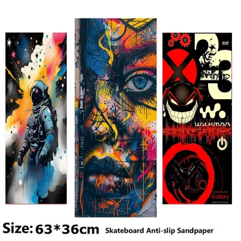 Renk gerçekçi gözlük portre desen elektrikli Scooter kaymaz etiket zımpara kaykay kaymaz bant levha 63*36cm