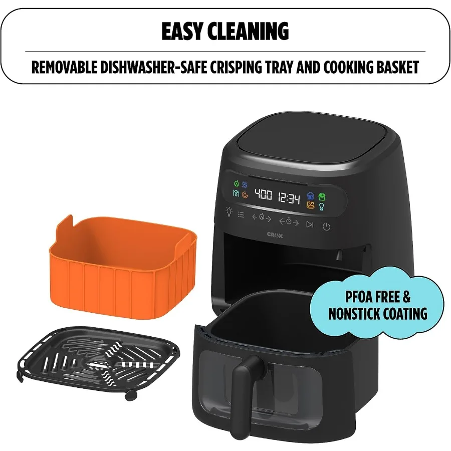 مقلاة هوائية رقمية x Marshmello 8.0 QT مع تقنية TurboCrisp تعمل باللمس ومؤقت التحكم في درجة الحرارة والإغلاق التلقائي بالكامل