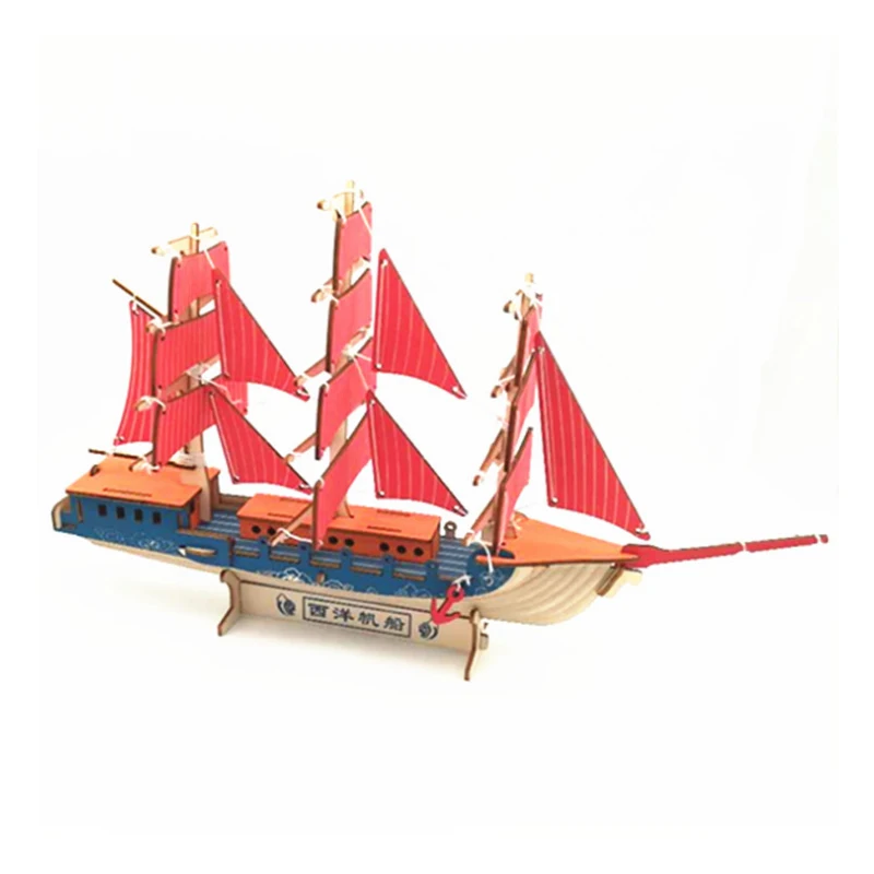 Diy modelo de madeira brinquedo 3d artesanal quebra-cabeça europeu vela navio kit de madeira jogo de montagem brinquedo crianças presente adulto p58