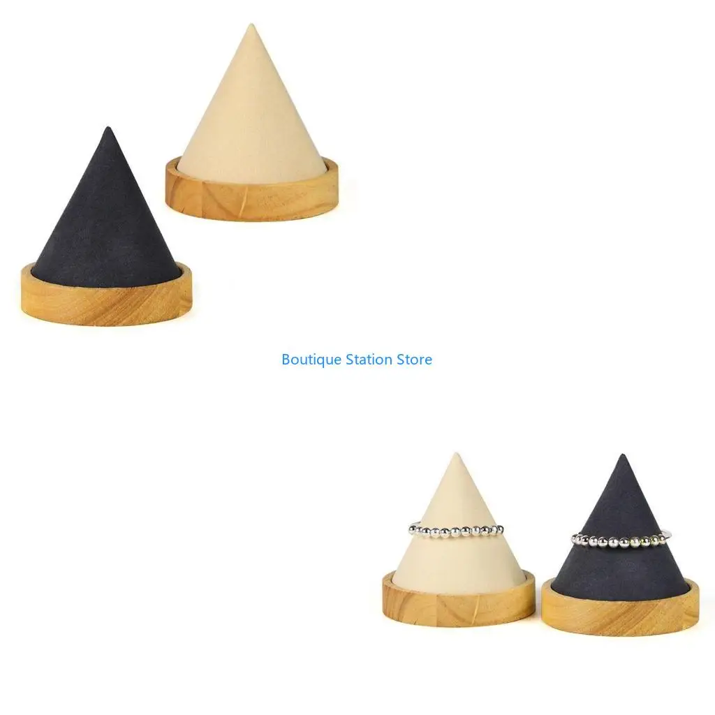 

Y55F Конус Форма Деревянный Браслет Браслет Ножный Браслет Подставка Для Ювелирных Изделий Кольцо Держатель Часов