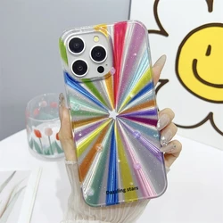 Laser Rainbow Silicone Phone Case For Iphone 15 14 Plus 13 12 11 Pro Max Cover Luxury Anti Drop Funda Cases Bling Carcasa