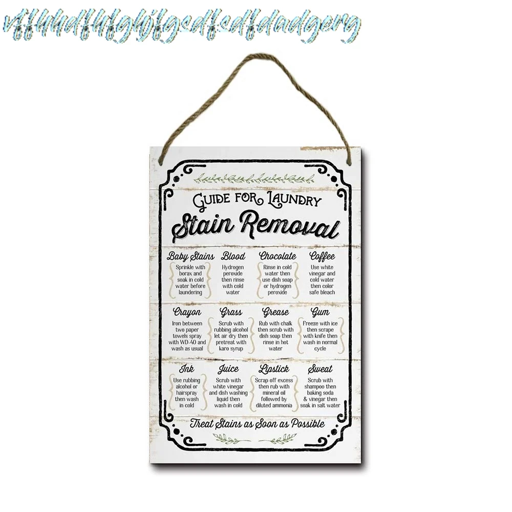 Guide for Laundry Stain Removal Rustic Tin Sign Farmhouse Wall Sign 8x12 Inches sign
