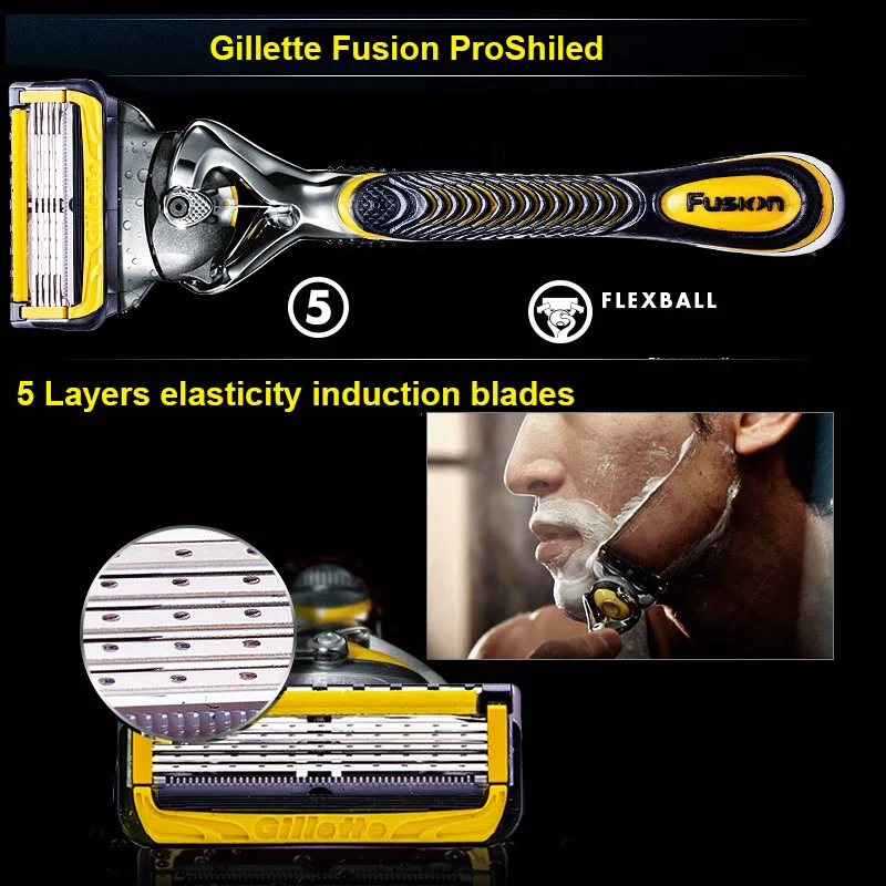 Gillette Fusion PROSHIELD lames de rasoir marque Machine à raser lavable manuel sécurité rasoir recharges pour hommes visage barbe propre