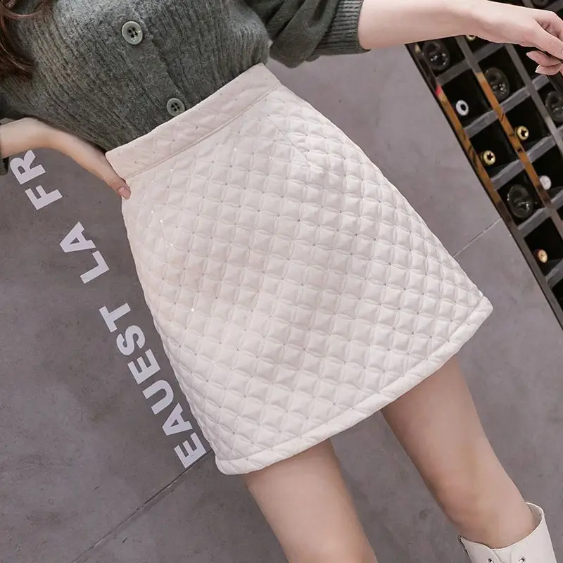 A-line Half length Skirt for Autumn and Winter, Anti slip Wool, Winter Skirt with Glitter, Elegant Style Skirt, High end