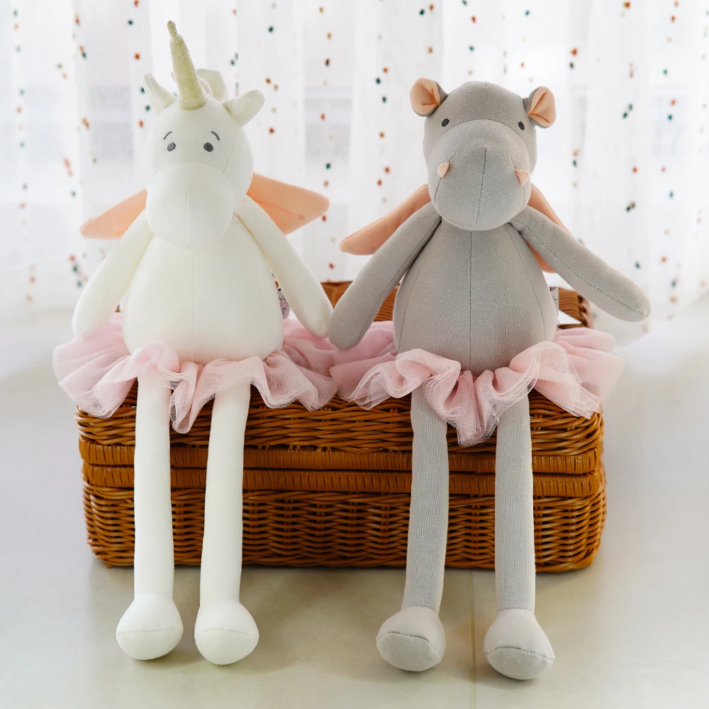 40 cm nijlpaarden knuffels met vleugel lange been schattig eenhoorn speelgoed voor kinderen kindercadeaus