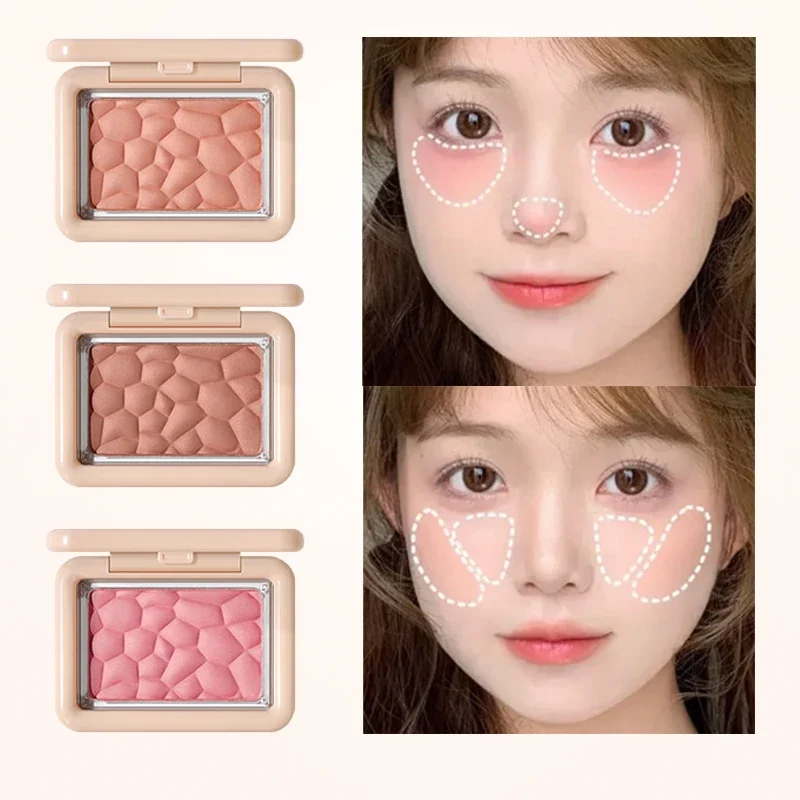 Evidenziatore in rilievo Blush Peach Red Matte monocromatico Natural Nude Water Glow fard Fine Face Brightening Relief Rouge Plate