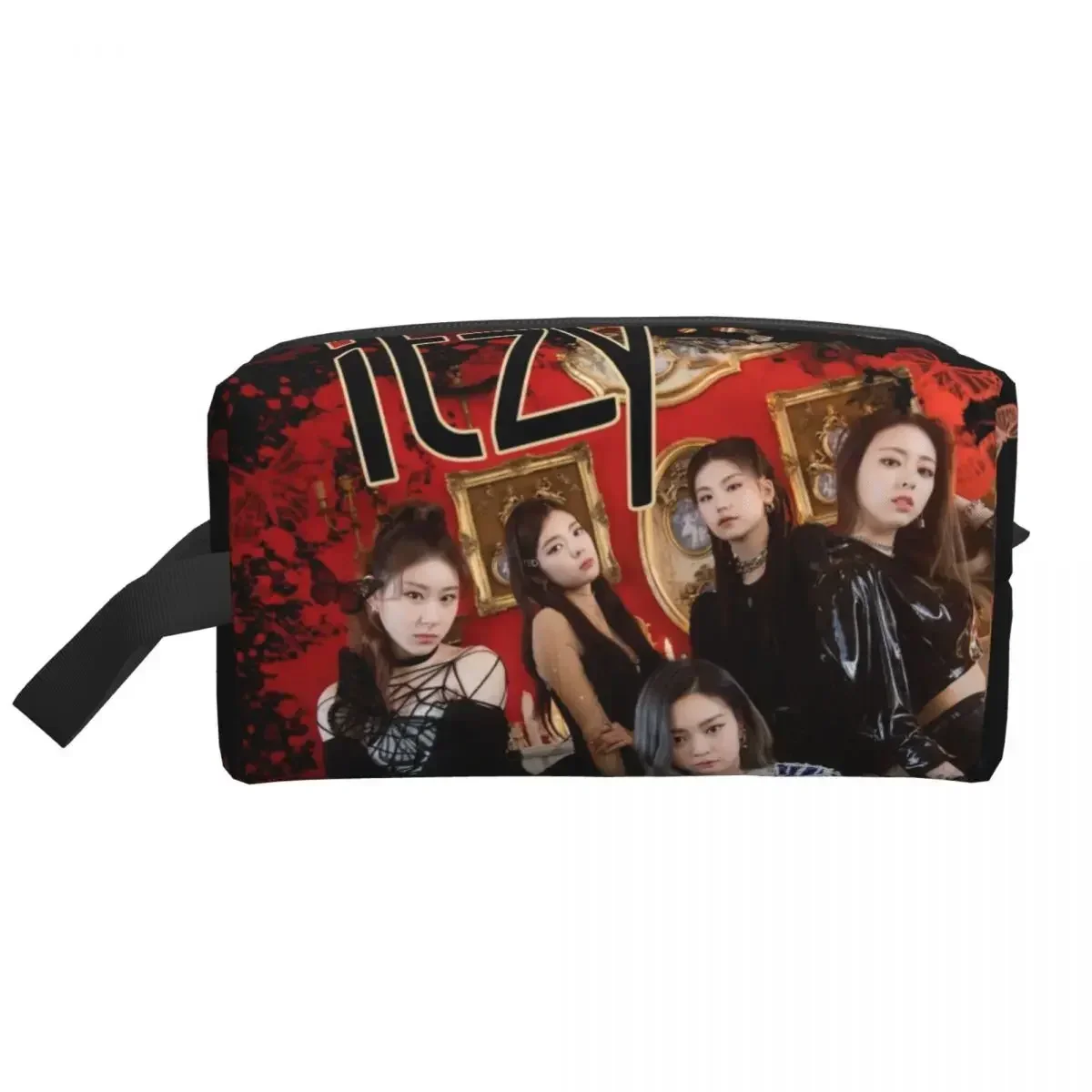 

Travel ITZYS Kpop Girl Group Toiletry Bag Kawaii Red Butterflies Cosmetic Makeup Organizer Women Beauty Storage Dopp Kit Case