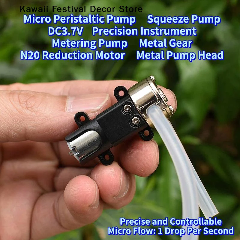 【K】DC 3V 3.7V Micro Peristaltic Pump Squeezing Dosing Pump Mini N20 Full Metal Gear Metering Pump Lab Analytic Drip Flow Control