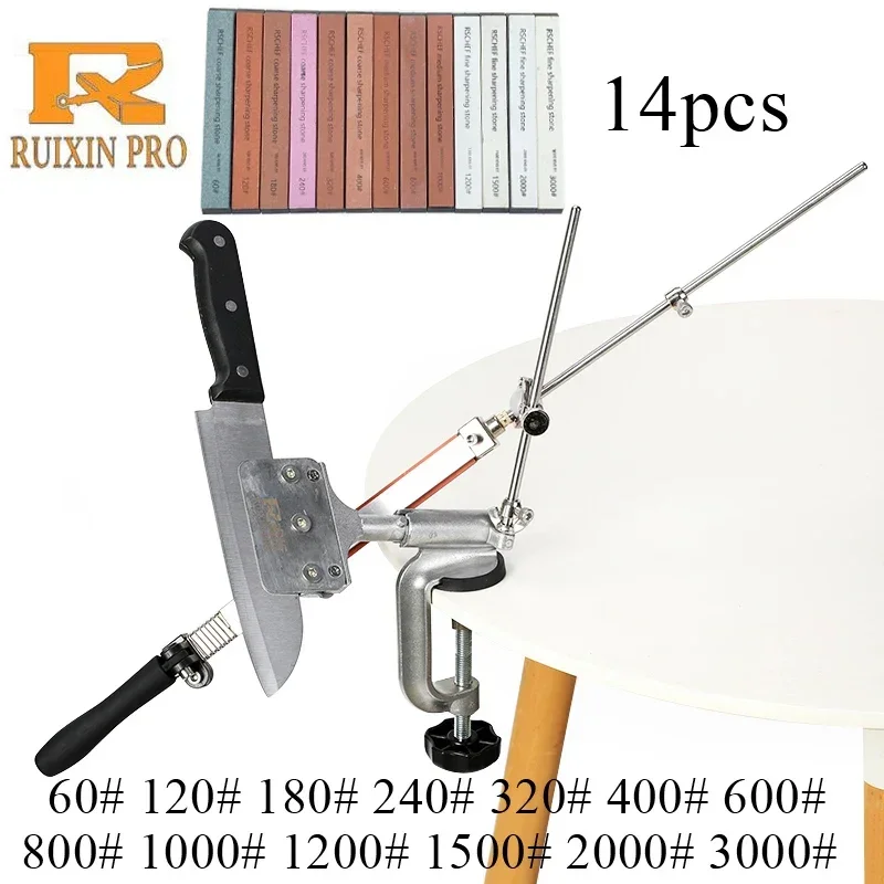 RUIXIN Pro Multifunctional Fixed Angle Knife Sharpener 360 Degree Rotary Knife Whetstone Diamond Sharpening Stone System Set