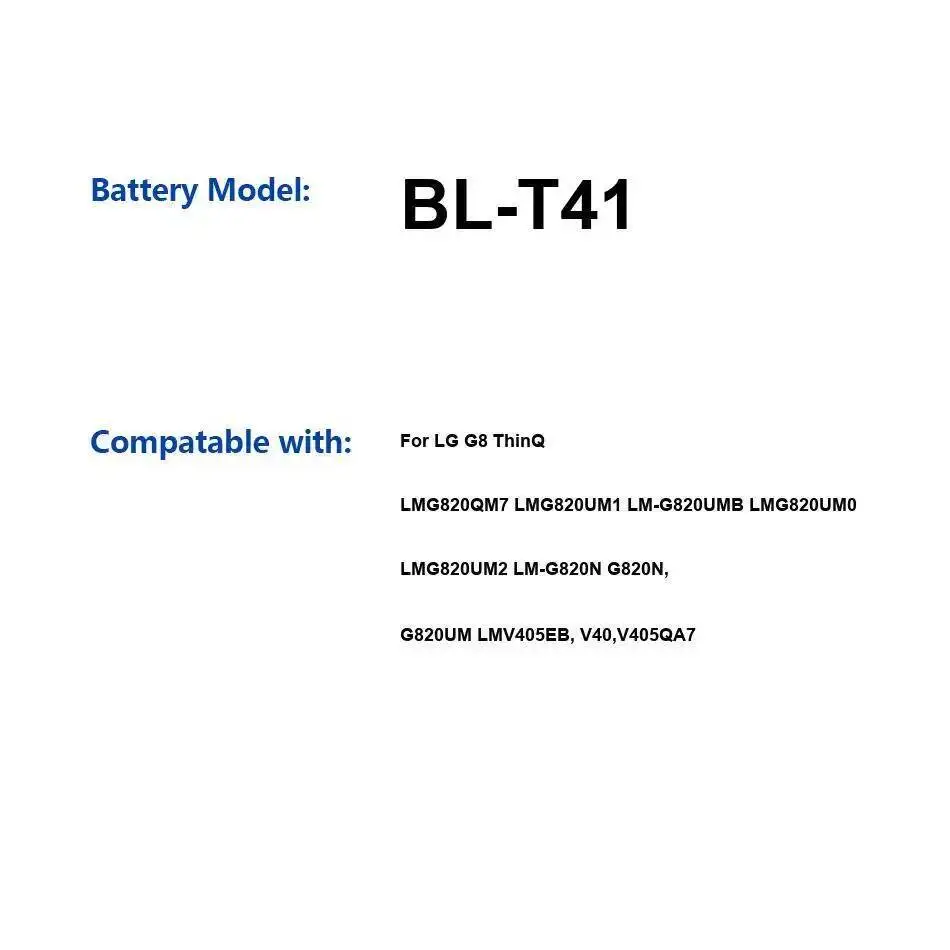 

Battery BL-T41 For LG G8 Thinq LMG820QM7 LMG820UM1 LM-G820UMB LMG820UM0 LMG820UM2 LM-G820N G820N G820UM LMV405EB V40 V405QA7