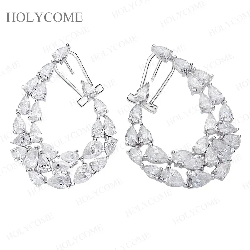 Pendientes con corte de pera Chapado en plata esterlina S925 K Blanco D Claridad VVS Moissanite Trabajo diario Fiesta Viajes Regalo lujoso para mujeres