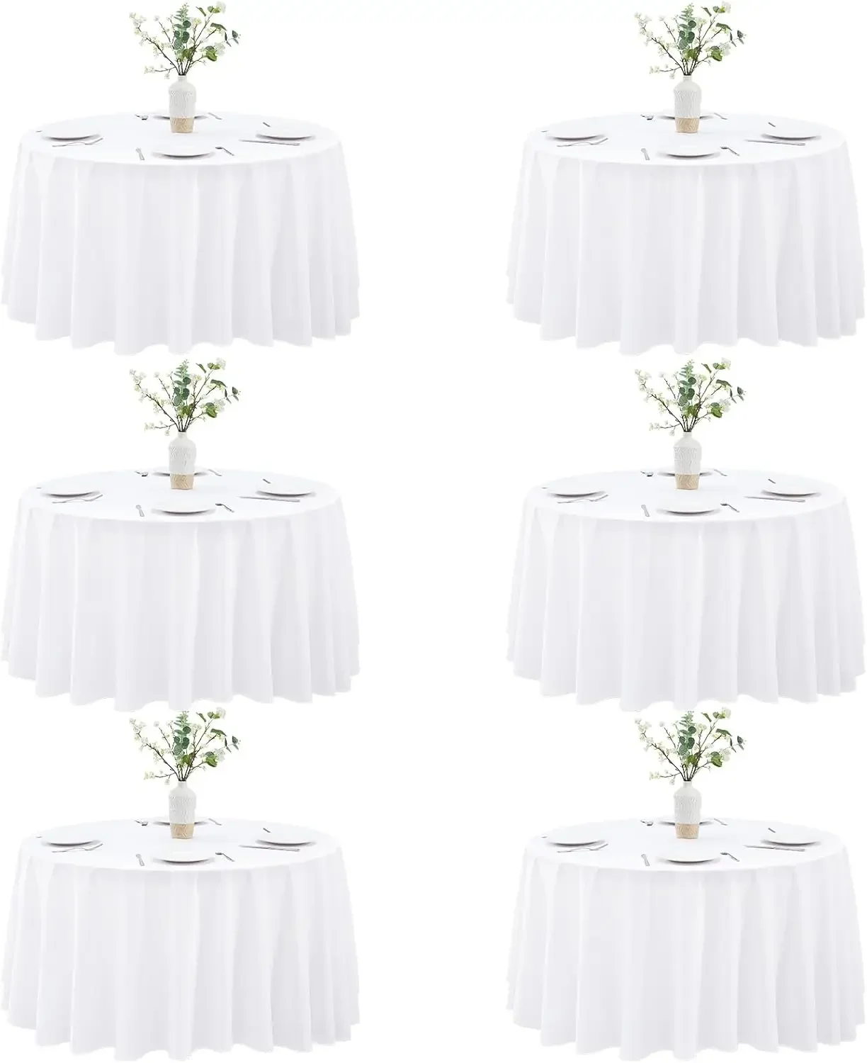 Mantel Redondo Blanco de 120 Pulgadas - Mantel de Tela de Poliéster Resistente para Mesas Redondas - Reutilizable y Lavable