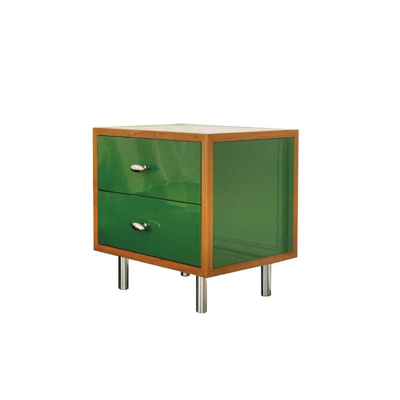 

Godot bedside table French light luxury and high-end feeling, simple small solid wood high gloss bedroom bedside table