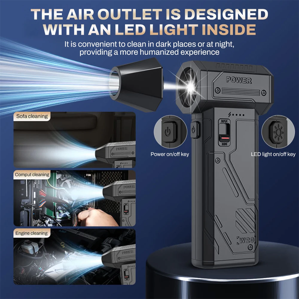 

Mini Powerful Air Blower 350000RPM 55m/s Brushless Motor Portable Turbo Jet Fan Blower Battery Air Duster Blower For Car Leaves