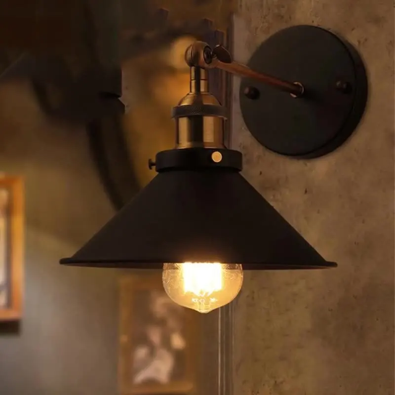 

Bedroom Room Decor Lamps for Living Room Plug 1.8m Cable Black Industrial Light Retro Wall Decor Aisle Luminaire
