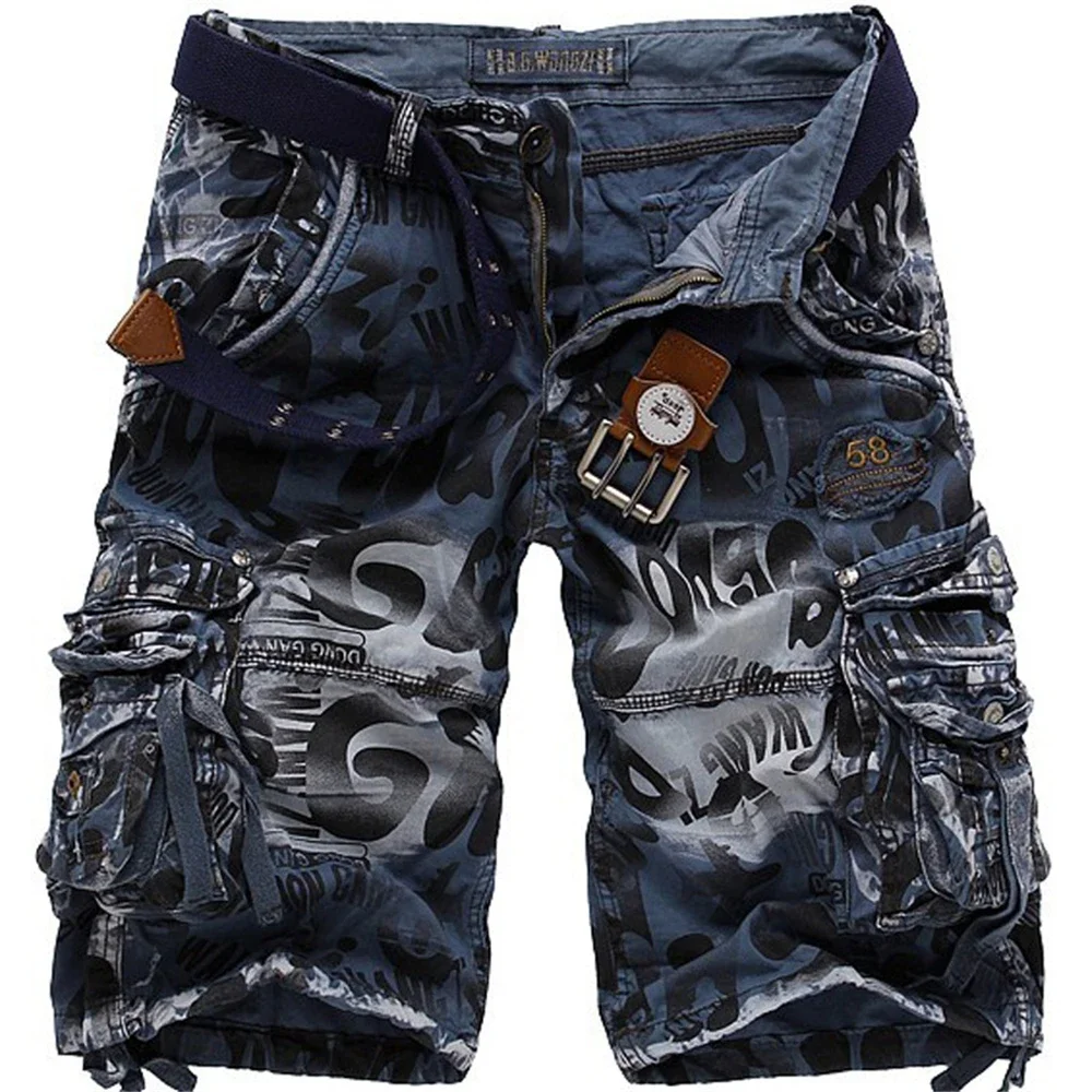 Summer Men's Camouflage Printed Work Shorts Multi-Pocket Zipper Button Military Combat Five Shorts Daily Street Casual Shorts