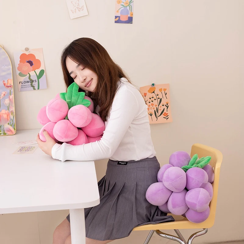 22-35cm Simulation Fruits Plush Doll Lifelike Grape Toy Soft Stuffed Plant Kawaii Room Decor Sofa Cushion Desktop ornaments Gift