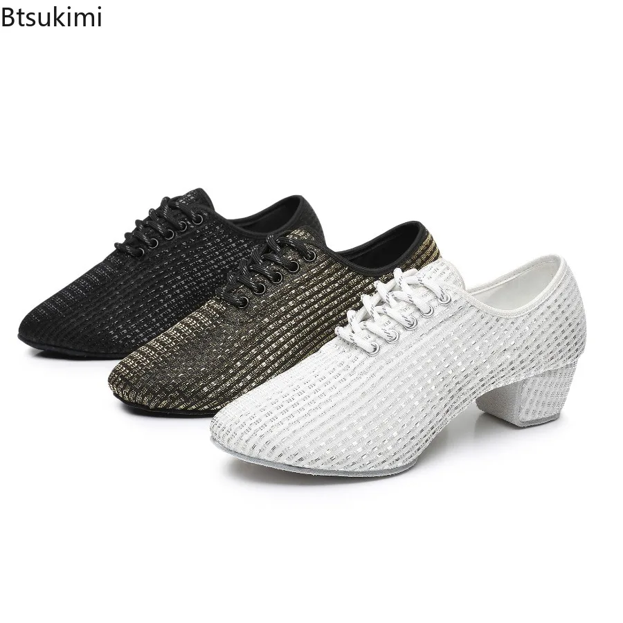New Women Latin Dance Shoes Ballroom Modern Tango Jazz Salsa Dancing Shoes Girls Practice Performance Low Heels Dancing Shoes