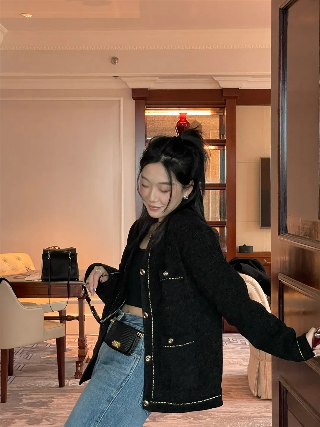 

Осенняя новинка: Тонкое шерстяное пальто из плотной пряжи «Bla Label Limited Edition» в стиле Little Fraance для женщин