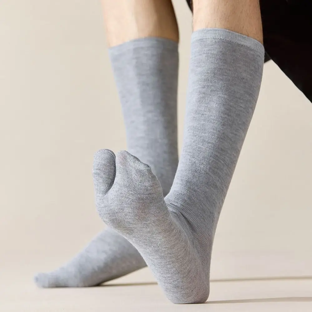 

3 пары эластичных противоскользящих хлопковых носков с двумя пальцами, деловые женские и мужские носки с разделителем пальцев, однотонные летние носки до середины икры с разделенным носком