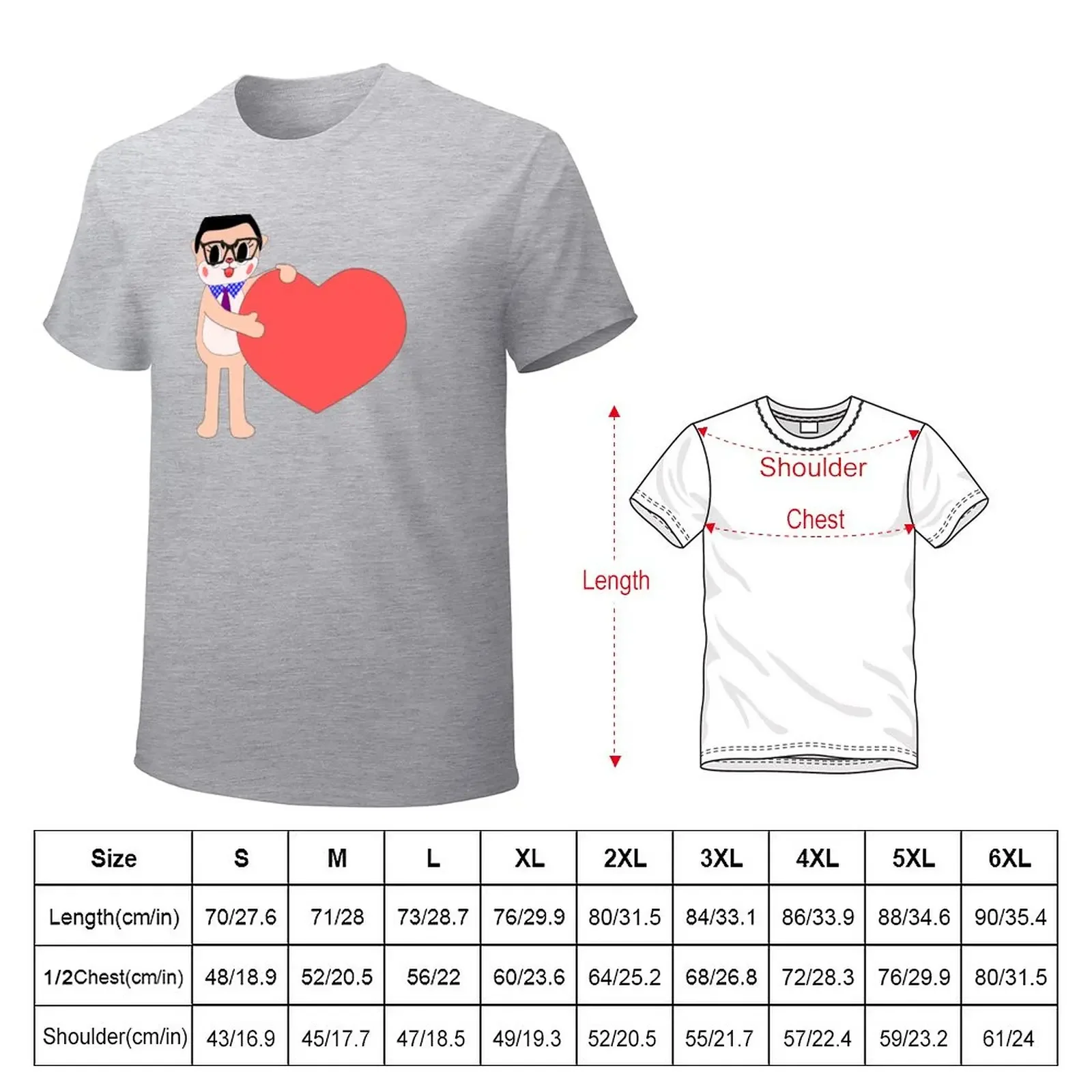 Chiijohn Heart T-Shirt anime clothes heavyweights mens graphic t-shirts anime