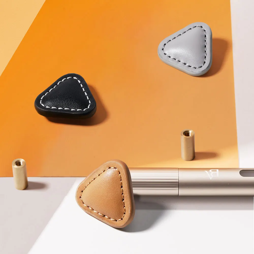 Leather Triangle Knobs for Drawer and Cabinet Multiple Colors Furniture Handles for Children's Room Creative Kitchen Accessories