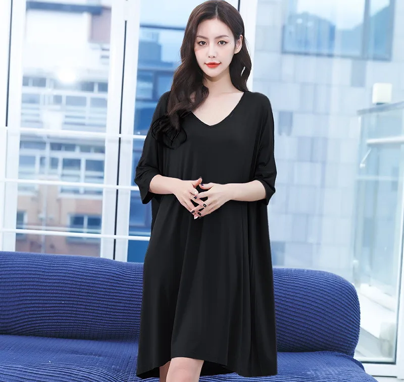 45 To 100 Kg Wear Summer Nightgowns Women New V Neck Half Sleeve Nightdress Plus Size Nightwear Dress Casual Ladies Sleepshirt