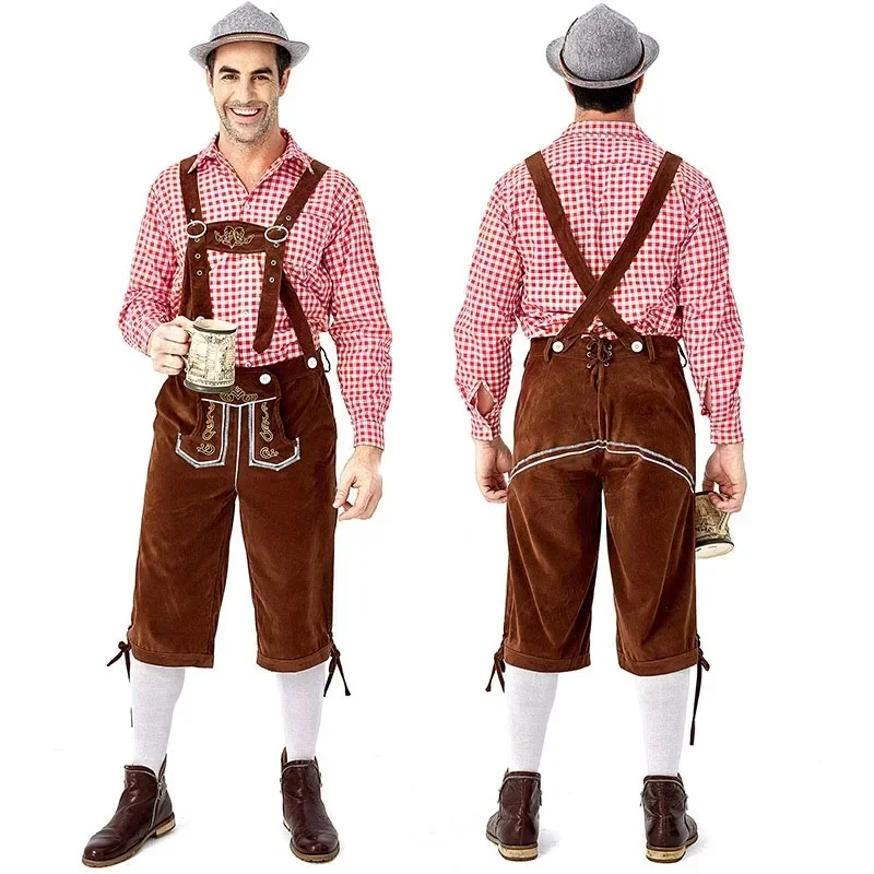 Costume traditionnel d'Oktoberfest pour homme, Lederhosen, costumes de cosplay bavarois pour le festival de la bière d'Oktoberfest, Halloween, Xm1TM