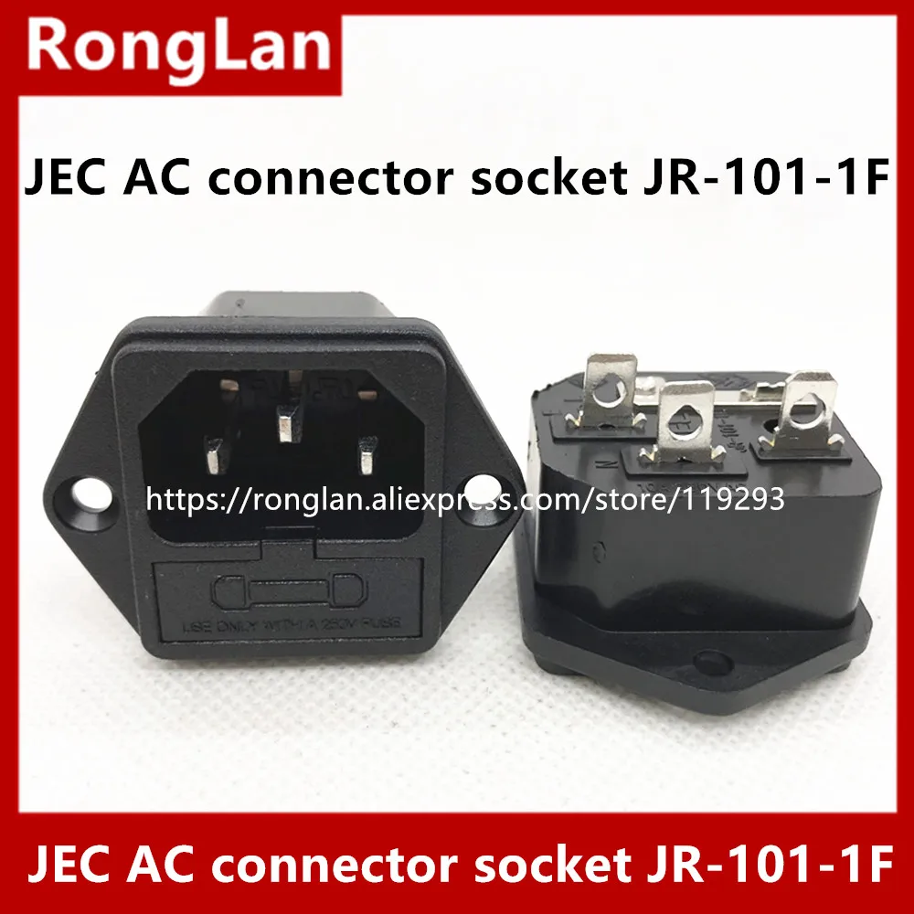 [SA]JEC AC AC outlet panel mount connector socket with a black triangle combo insurance JR-101-1F--100PCS/LOT