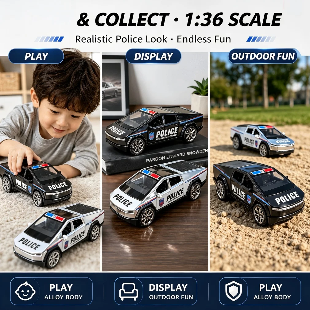 `1:36 Alloy Super Classic Muscle Car Pull-Back & Openable Doors, Diecast Metal Model for Tabletop Display Collection` - view 6
