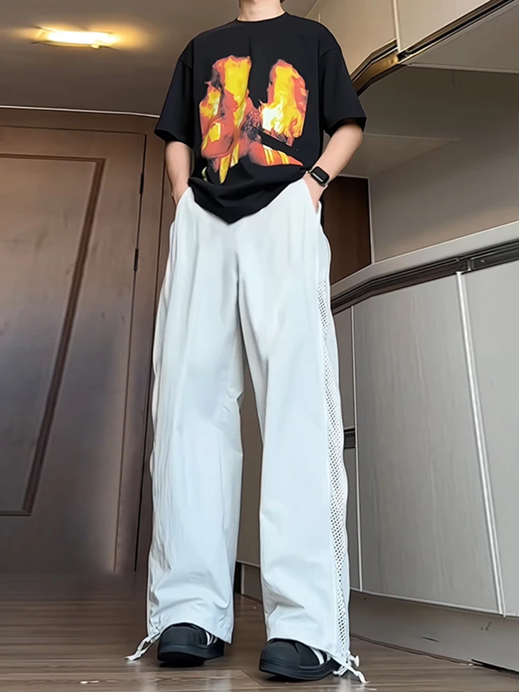 

Men's Summer Thin Me Ice Silk Paratrooper Pants Side Zipper Qui Dry Loose Fit Casual Trousers Straight Leg Spor Sle
